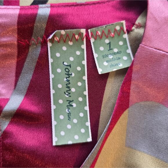 M Johnny Martin Pink Retro Geometric Dress NWT Deadstock Women Size 1 Satin Mini - Picture 9 of 10